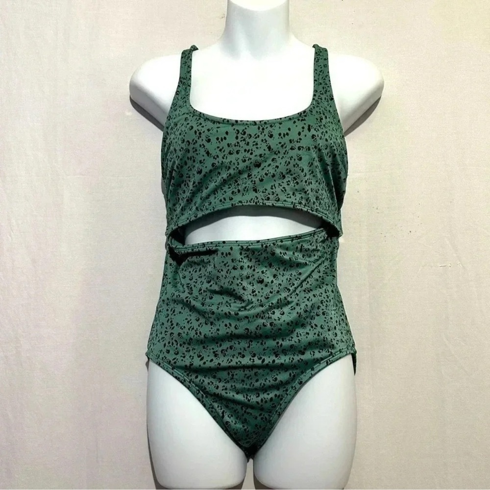 All in Motion Animal Print One-Piece Swimsuit Cut-Out Racerback Size S - Picture 5 of 5